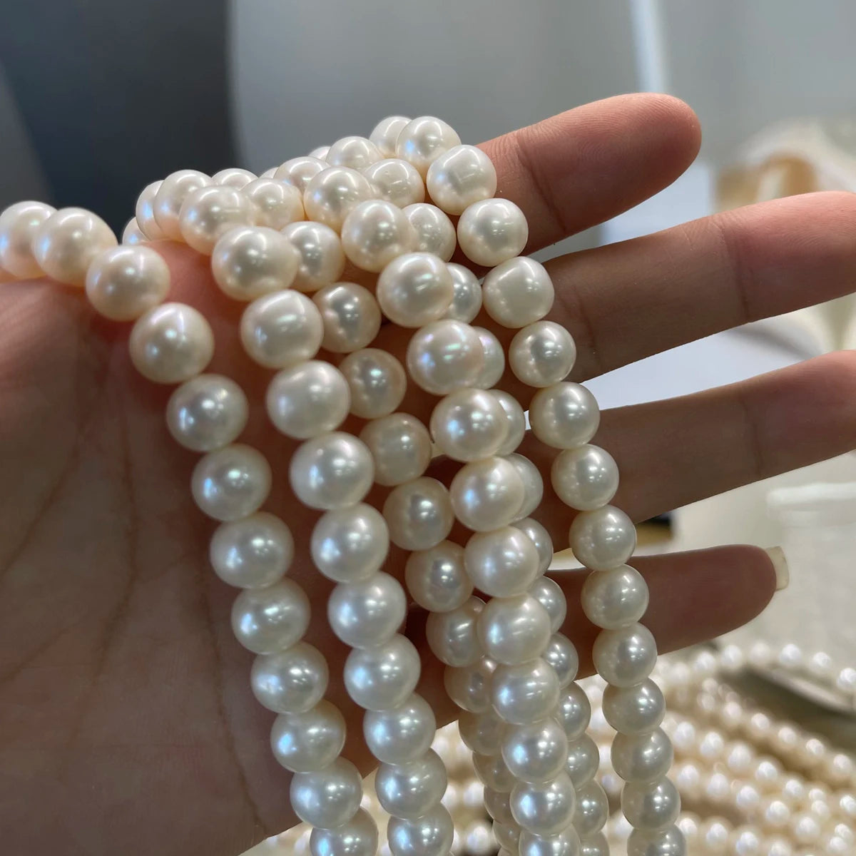 Natural Freshwater Pearl White Nearround Pearl 8-9mm For Jewelry Making DIY Earrings Bracelets Necklaces Accessory Quake
