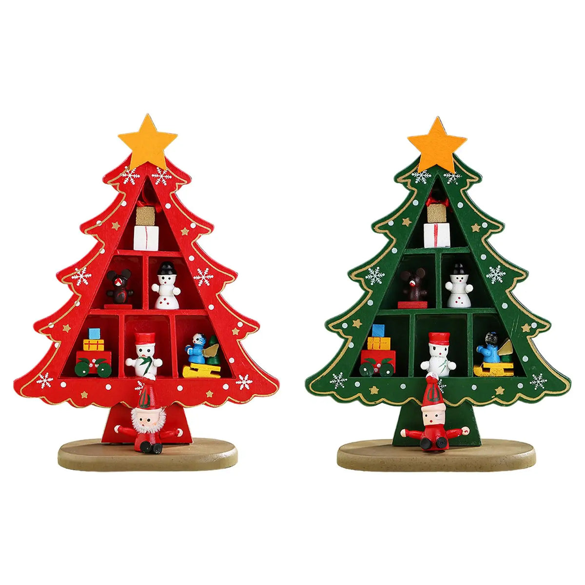 Wooden Christmas Tree Desktop Decor Craft Sturdy Table Centerpiece Convenient Mini Christmas Tree Decoration for Xmas Party Home Quake