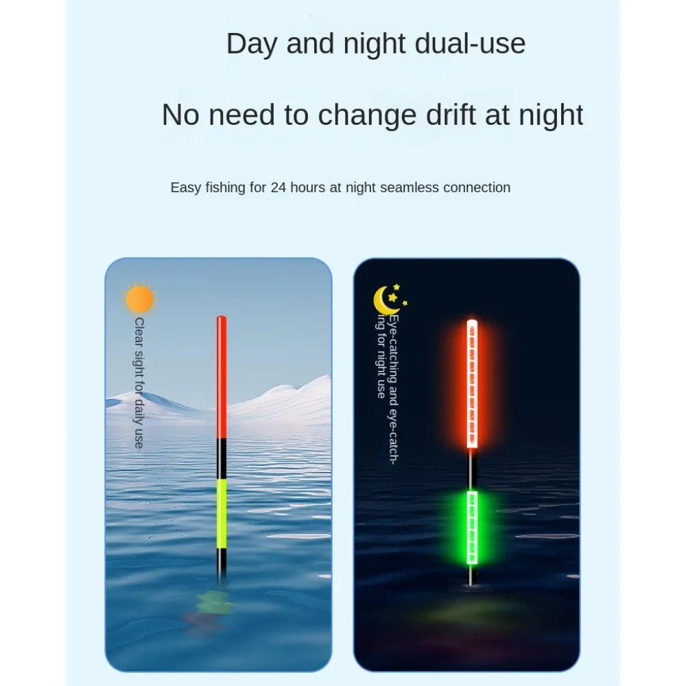 Indicator Electronic Fishing Float Long Tail 2 Light Rock Fishing Floats Slip Drift Tube Buoy Strike Bobbers Buoy Night Fishing Quake