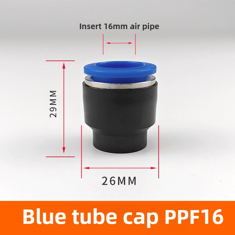 3/5PCS PPF Pneumatic Joints PPF Pipe Caps, Straight-through, Quick Plug Air Hoses, Caps, Pipe Plugs,4/6/8/10/12/14/16 Pipe Plugs Quake PPF-16(Blue) 5pcs