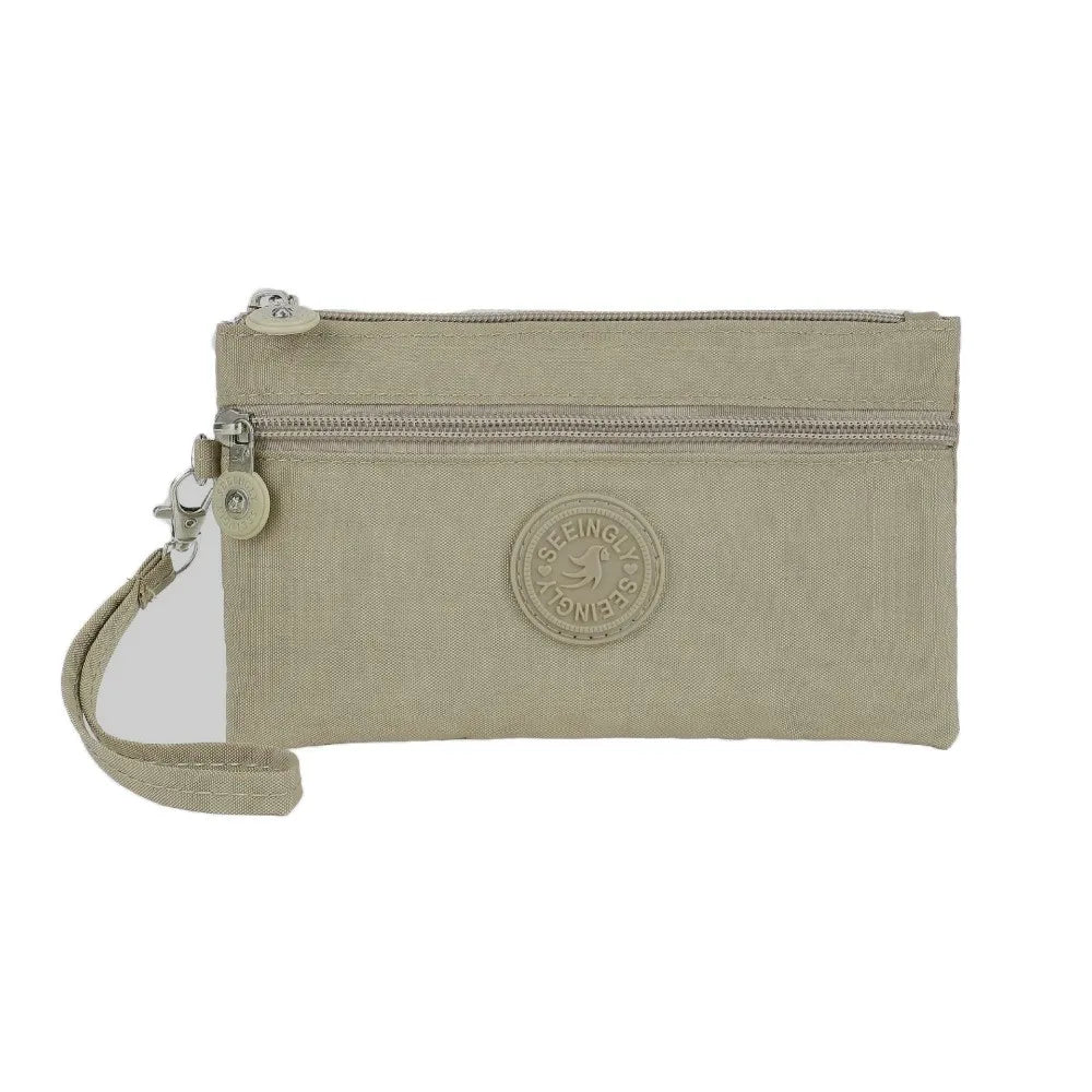 New Waterproof Women Wallet Wear-resistant Durable Coin Purse Portable Nylon Zipper Clutch Ladies Quake Khaki