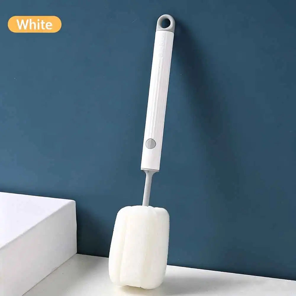 vvocci Bottle Brush Handheld Soft Head Food Grade Watering 360 Degree Rotation Baby Pacifier Cup Nipple Cleaning BrushesSilicone Quake B36 White