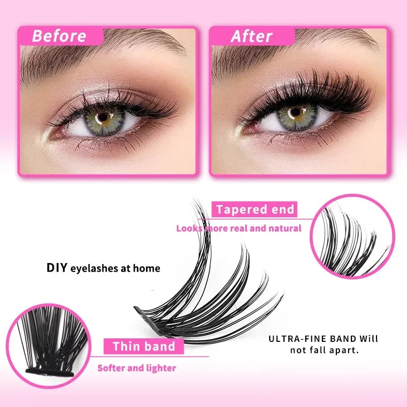 DIY Single Cluster Hot Melt D Curl False Eyelashes Natural Volume Long Lasting Makeup Gift for Women Valentine's Day Party Quake