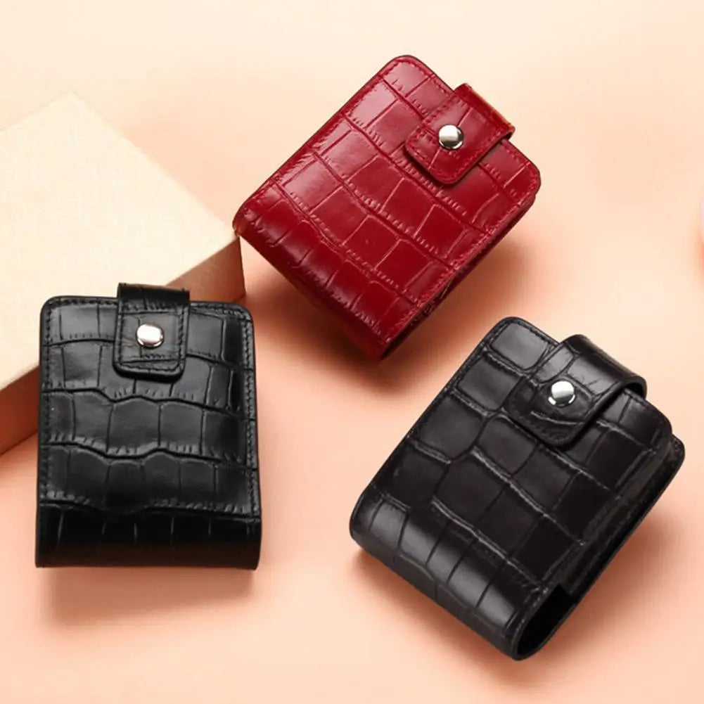 PU Lipstick Case Holder with Mirror Lipstick Holder Makeup Travel Cases Organizer Bag Mini Handheld Lipstick Pouch for Women Quake