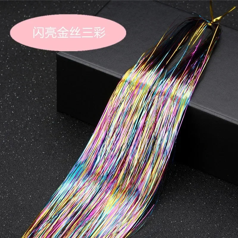 93cm/100cm Holographic Hair Extensions Accessories Glitter Hair Tinsel Sparkle Shiny 120 Strands Bling Twinkle Hair Extensions Quake No 16 93 cm