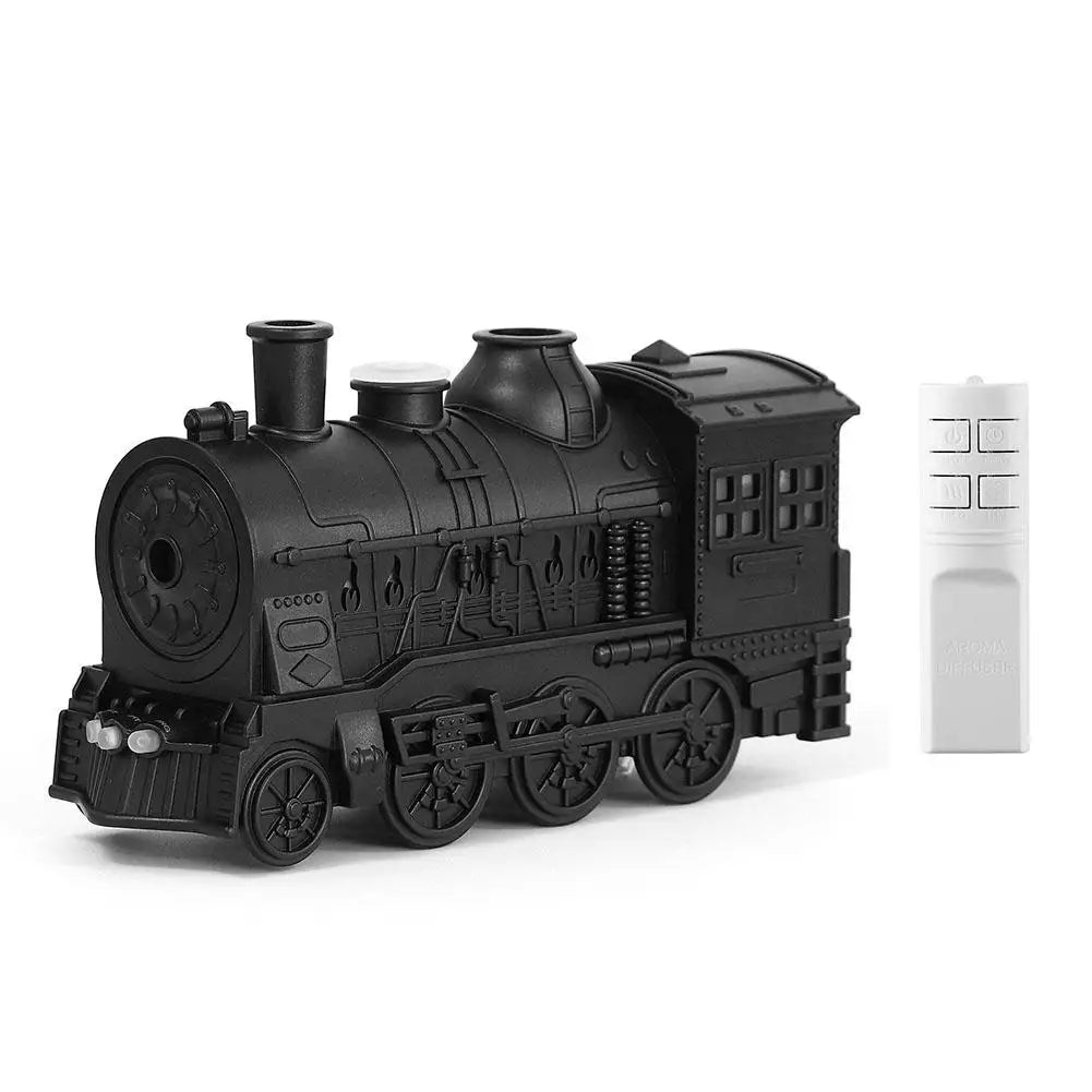 Creative Train Aroma Diffuser 300ml Ultrasonic Humidifier Jellyfish Mist Remote Control Timer LED Night Light for Office Bedroom Quake Black EU