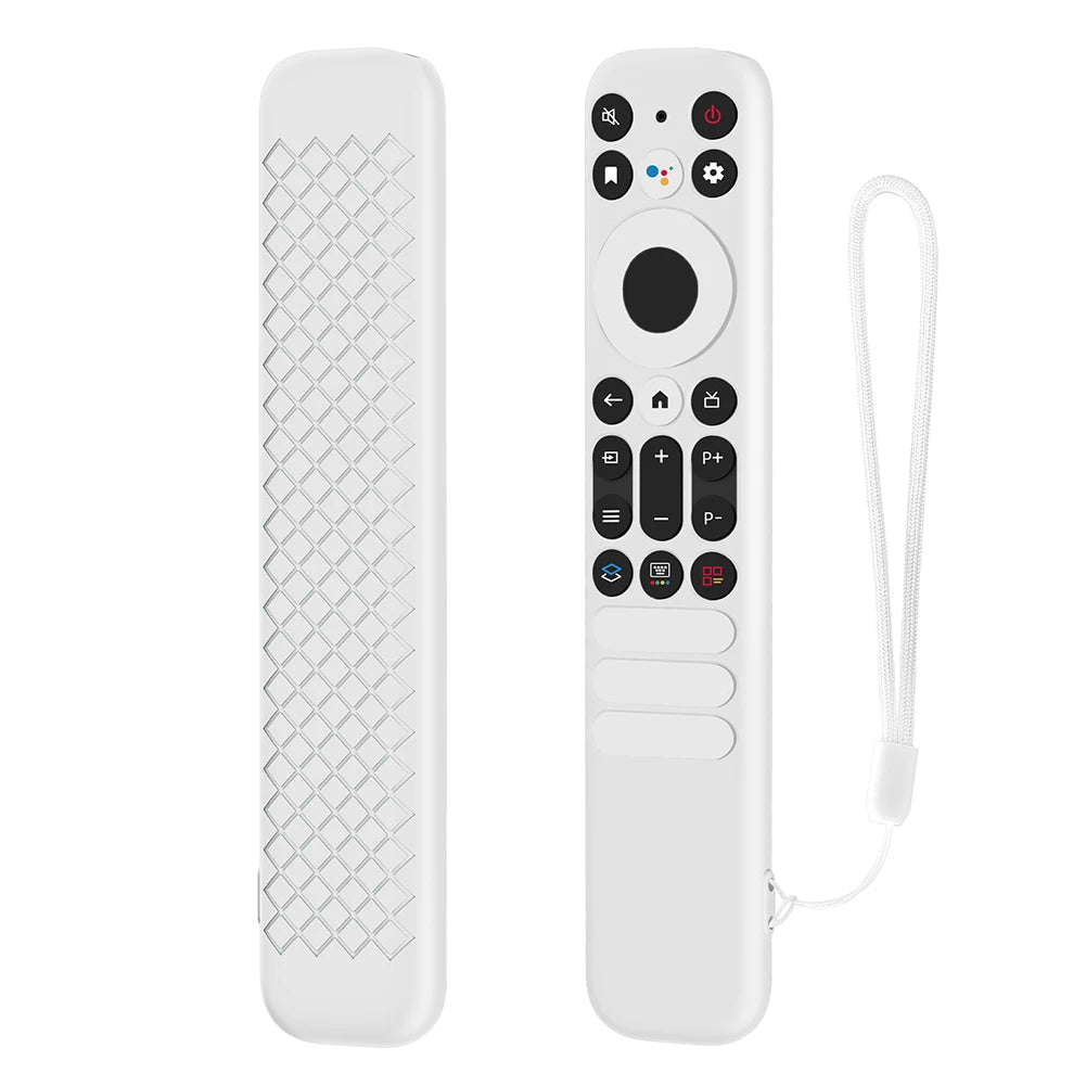 Silicone Remote Case Anti-Slip Protective Controller Sleeve Skin with Lanyard Remote Cover for TCL RC902V/TCL-RC802NU1 Remote Quake White