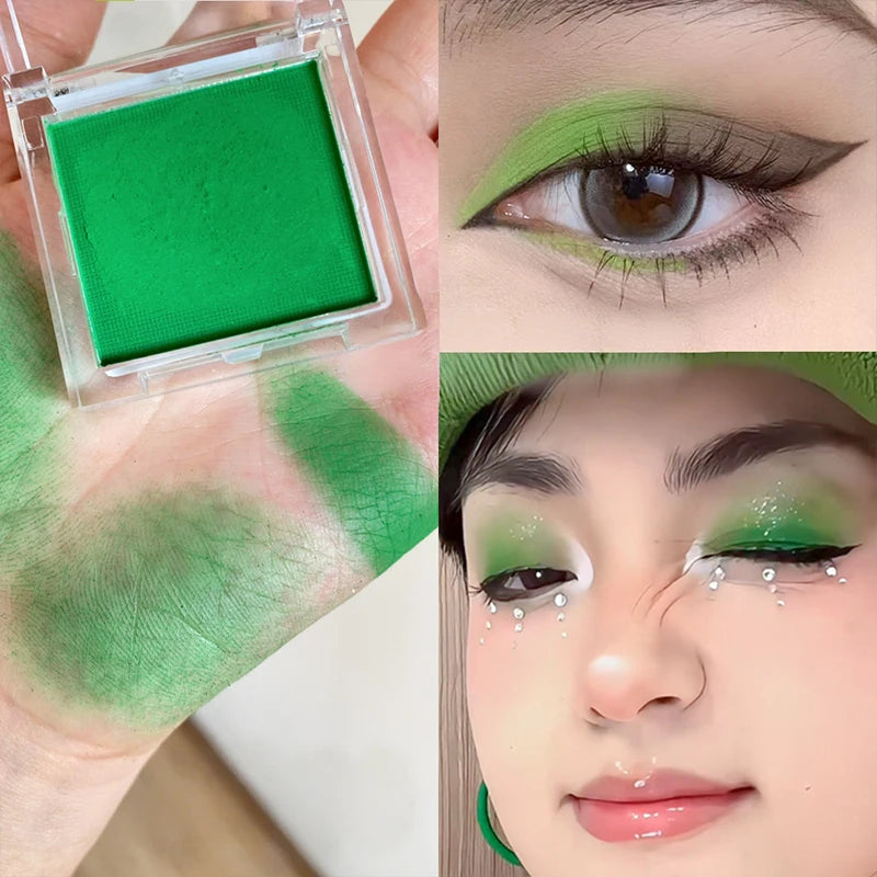 Matte Green, Monochrome, Christmas Brightening Eyeshadow Tray for Long-Lasting, Delicate Makeup, as a Blush, for All Skin Tones Quake green
