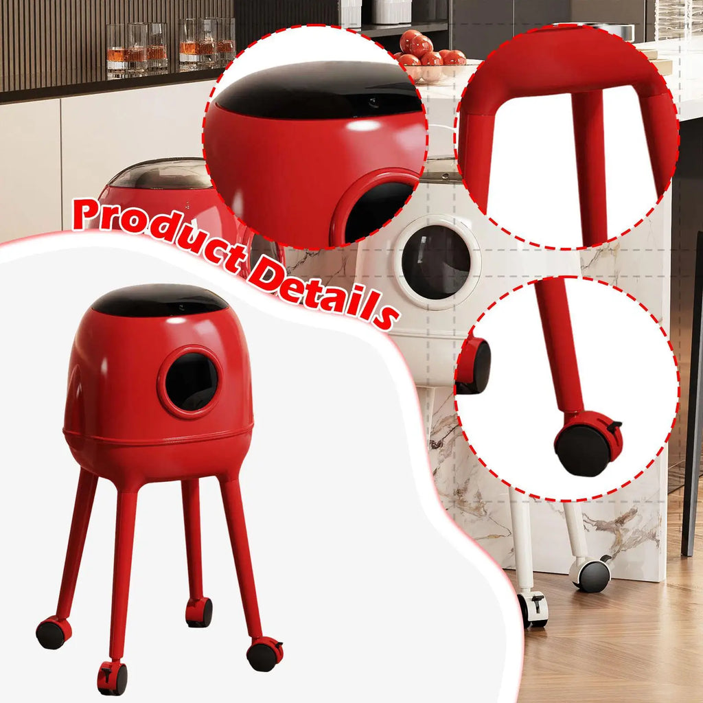 Double Layer Trash Can with Lid High Narrow Garbage Bucket with Wheels for Home Recycling and Storage Quake