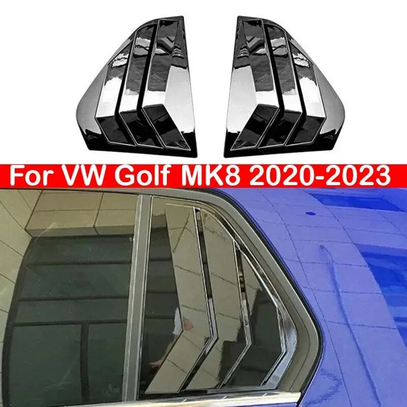 For VW Golf MK8 2020-2023 Car Rear Louver Window Quarter Side Shutter Cover Trim Sticker Vent Scoop ABS Carbon Fiber Black Auto Quake