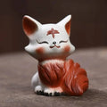 Purple Clay Tea Pet Fox Ornament Nine-tailed Spirit Fox Sculpture Creative Painted Tea Tray Decoration Accessories Tea Set Can Quake Fox sitting