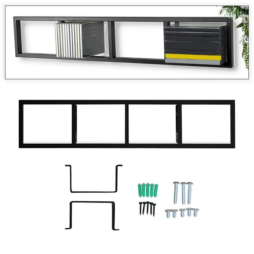 Iron Art Wall Mounted CD DVD Storage Rack Display Shelf Stand Organizer for Media Room Decoration Quake
