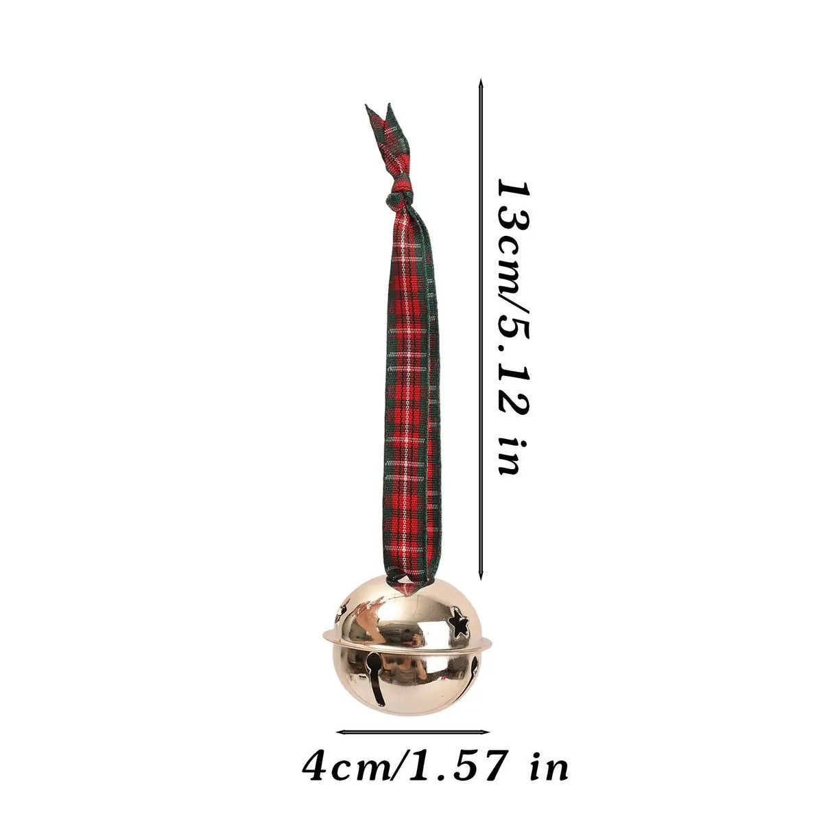 Christmas Tree Bell Pendant Red Green Checkered Ribbon Bell Christmas Wreath Hanging Ornament DIY Festival Party Home Decoration Quake Red Green Checkered 20PCS