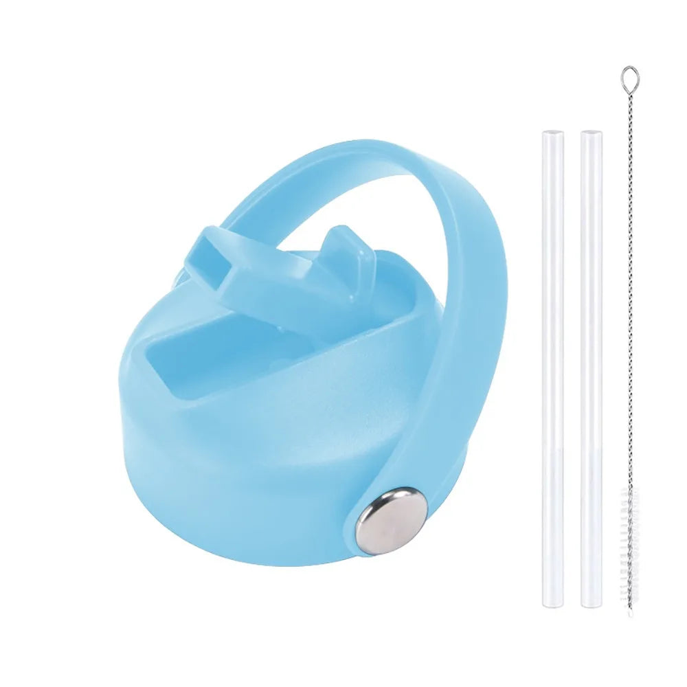 PP Plastic Cup Lid Splash Spill Proof With Big Handle Vacuum Bottle Replacement Lid Wide Mouth Bottle Cover Quake 21
