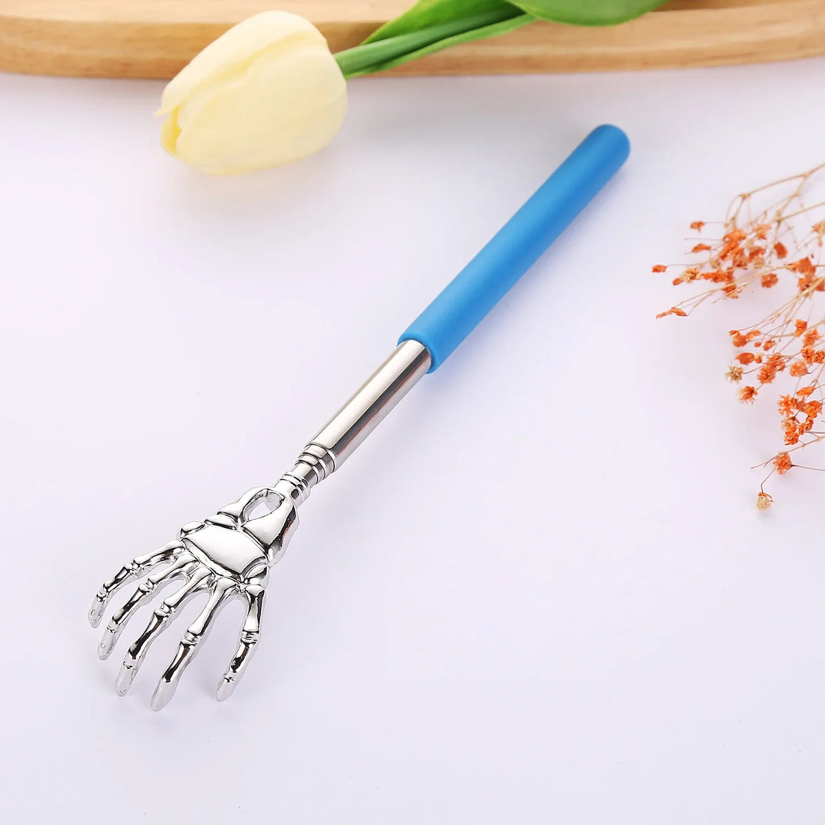 Stainless Steel Back Scratcher Telescopic Claw for Back Scraper Massage Relax Old Man Happy Health Products Massage Tools Quake Blue