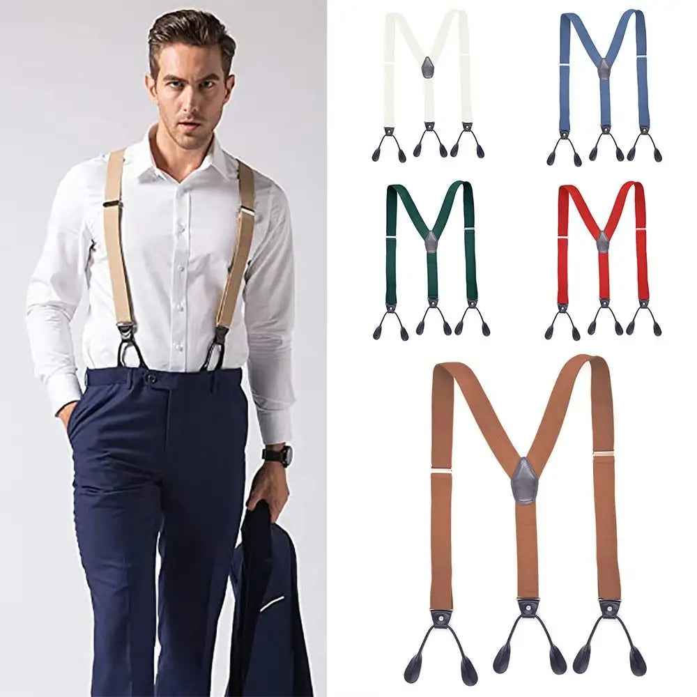 Adult Trimmed Button End Leather Y Shape Adjustable Strap Clip Elastic Braces Braces Suspenders Trouser Straps Belt Quake