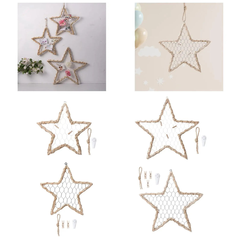 Wall Grid Panel Stars Shaped Weaving Holder for Entrances Living Room Office Quake