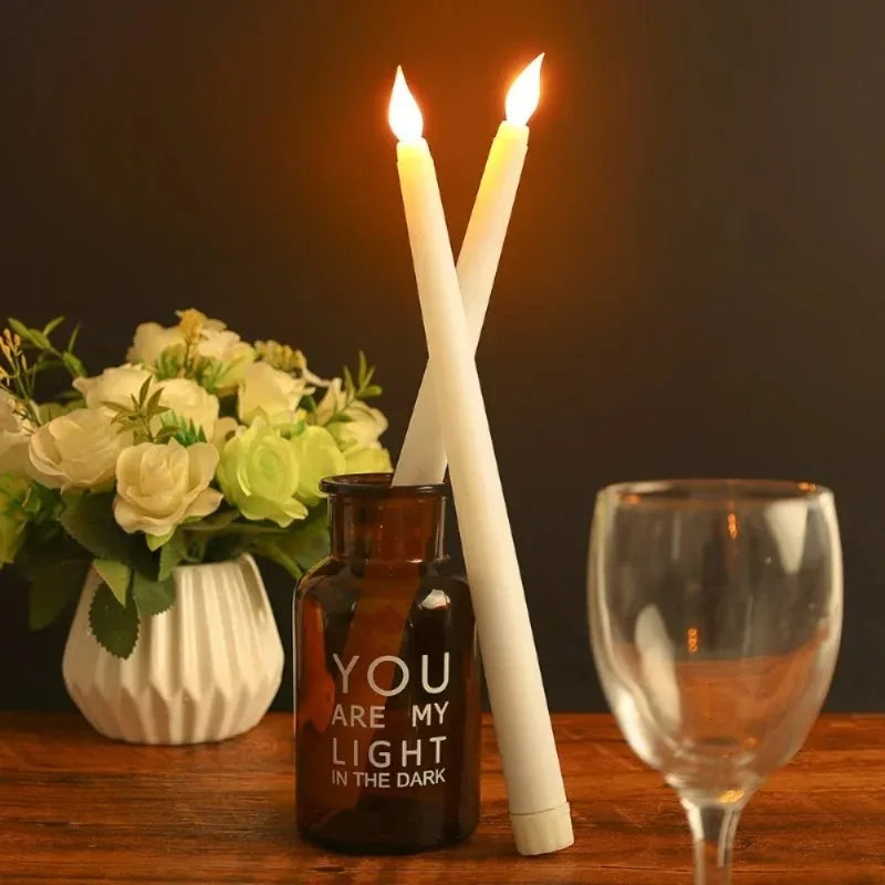 8/1PCS Long LED Candles Flameless Battery Powered Pointed Candle Light Flickering Candle Light for Home Event Christmas Decor Quake