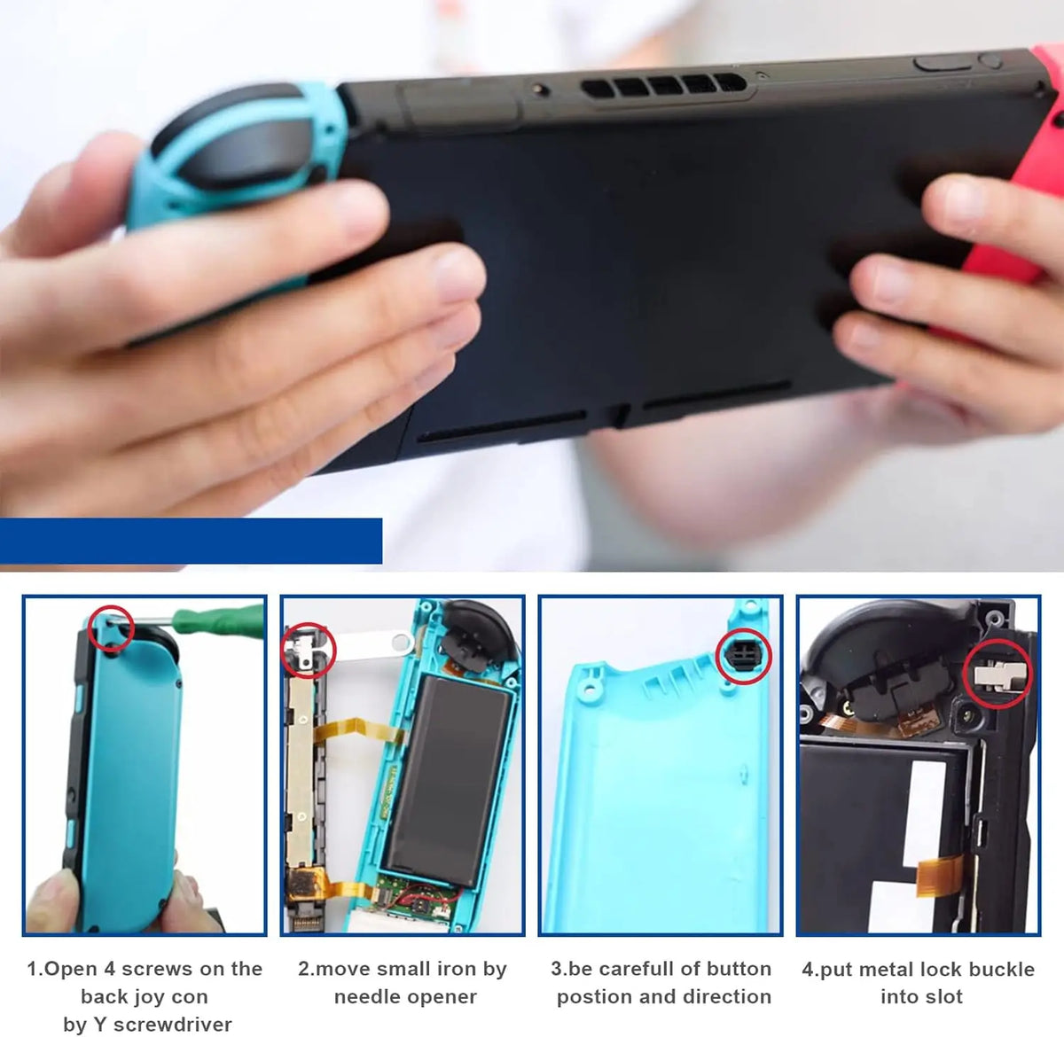 3 Pair Left Right Slider Buckle Metal Lock Latch Bracket Controller Replacement Repair Part Tool Compatible with Switch Joy-Con Quake