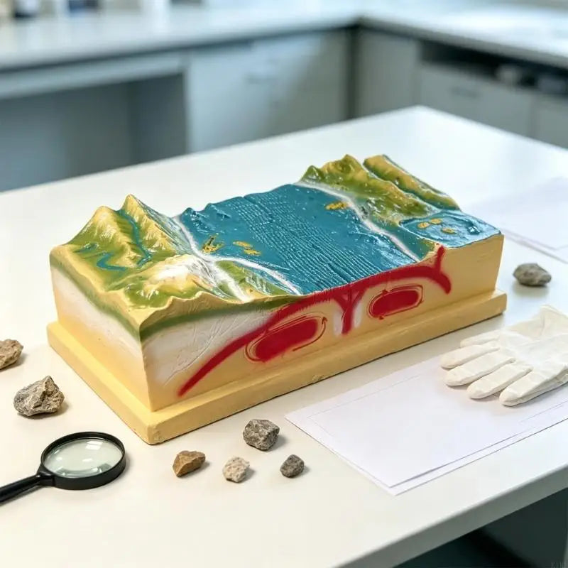 Plate Motion and Landform Teaching Model With Raised 3D Terrain, Visible Side Panels, PVC Geography Aid for Classroom K1KF Quake