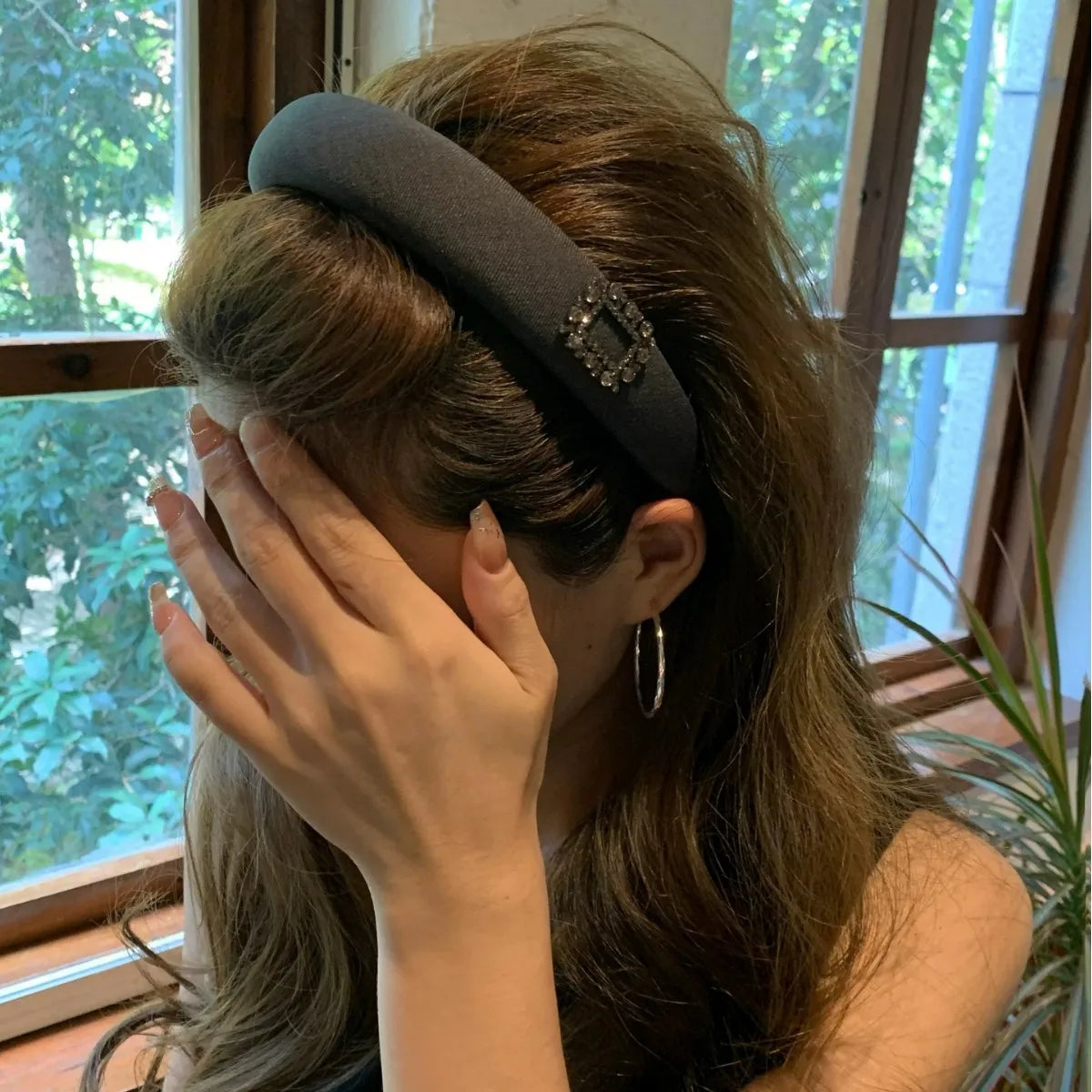 Rhinestone Velvet Headband Korean Fashion Versatile Female Face Wash Simple Hair Hoop Daily Wear Headhoop Hair Style Accessories Quake