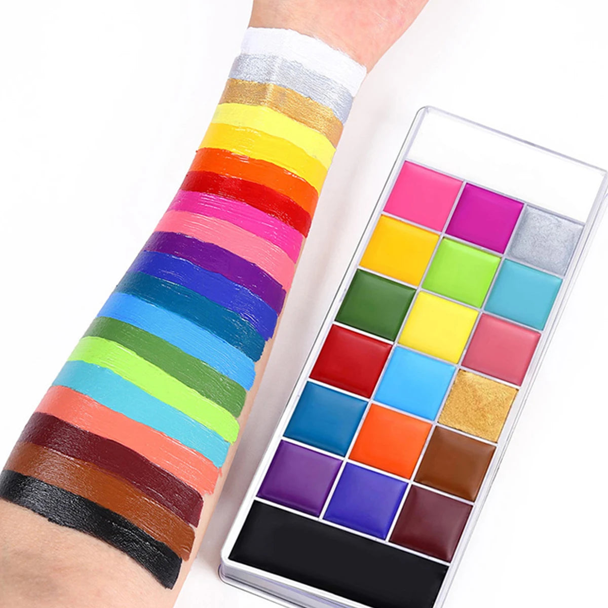 20 Colors Face Body Oil Painting Paint Pigment Non Toxic Safe Kids Flash Tattoo Painting with Brush Art Halloween Cosplay Party Quake