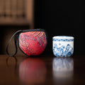 Mini Handmade Ceramic Teapot Single-Person Small Teapot with Storage Bag Portable Kung Fu Tea Set for Outdoor Camping Gift Quake C