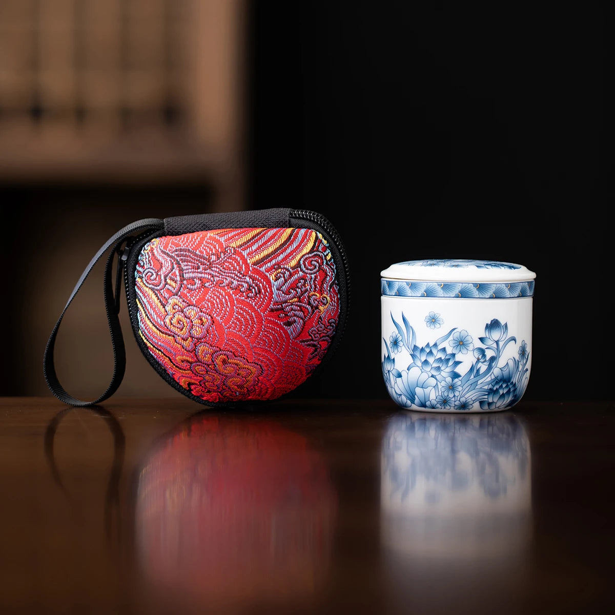 Mini Handmade Ceramic Teapot Single-Person Small Teapot with Storage Bag Portable Kung Fu Tea Set for Outdoor Camping Gift Quake C