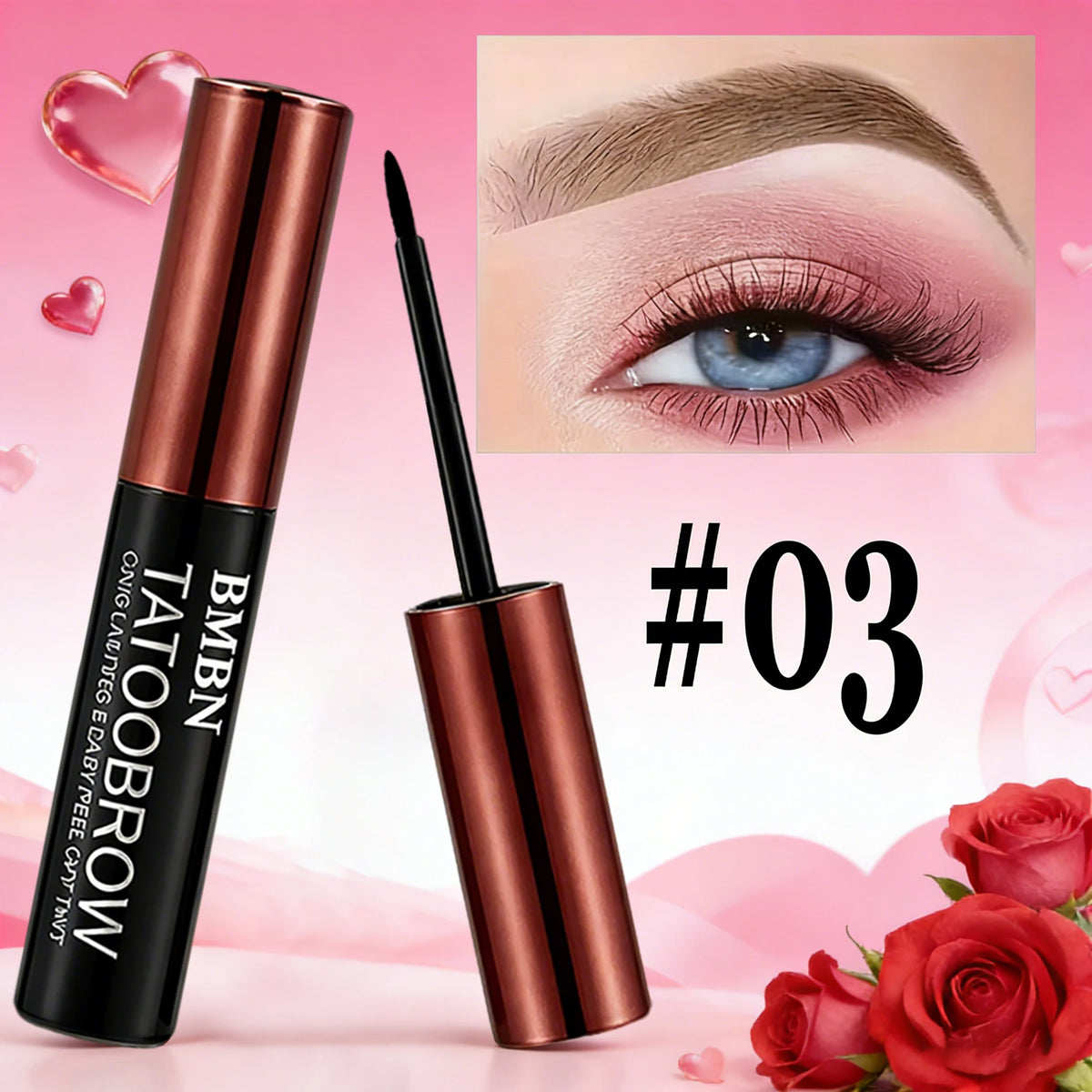 3 Colors Waterproof Tear-Off Eyebrow Gel Kit for Women Smudge-Proof Long Lasting Easy to Use Natural Look Valentine's Day Gift Quake 03