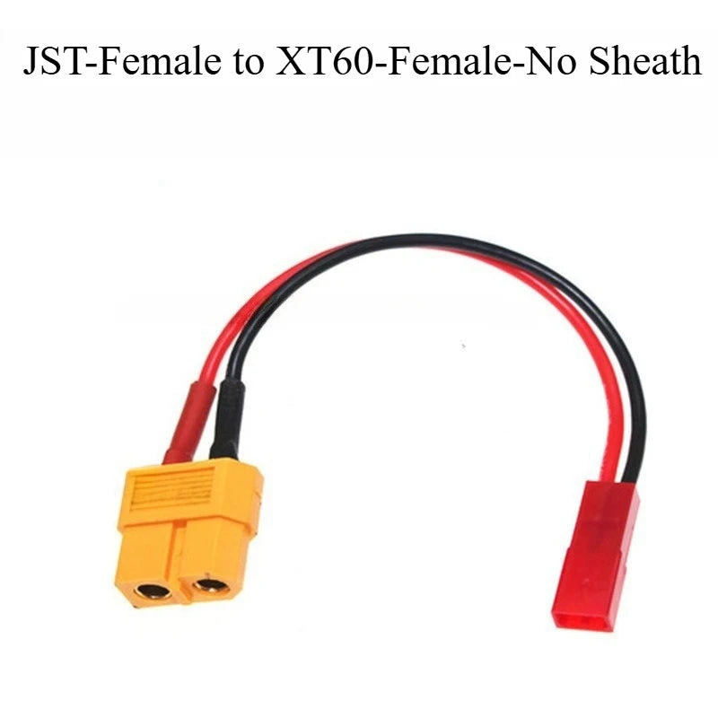 Vibration‑Resistant XT60 to JST Banana Plug Conversion Cord 20AWG Pre‑Crimped Adapter With/No Sheath for RC Hobby Modification Quake JST-F to XT60-F-NSH 20AWG 0.6M