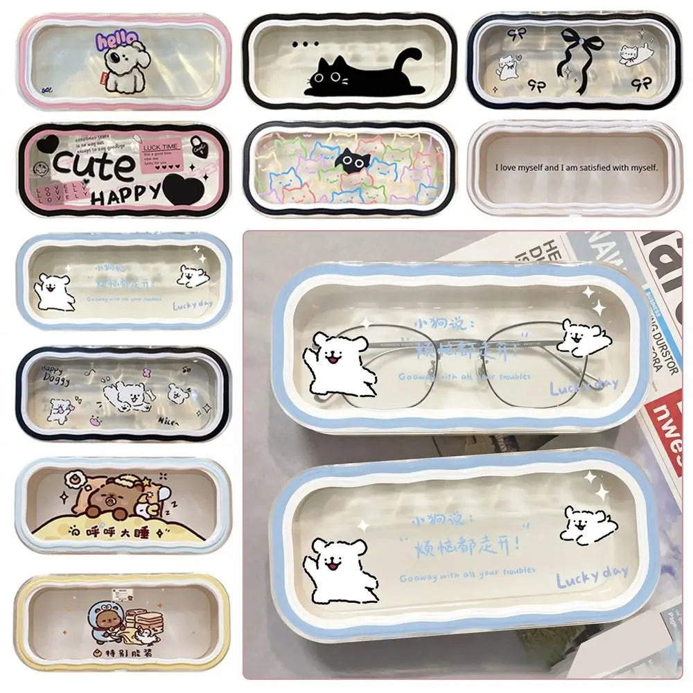 Plastic Puppy Glasses Case Visible Transparent Sunglasses Storage Box Portable Cartoon Animals Glasses Protective Case Gifts Quake