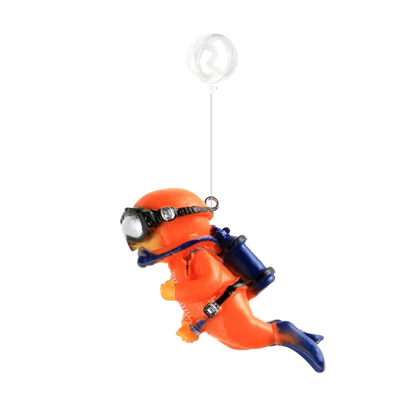 Floating Diver Aquarium Ornament - Realistic Submarine Diver Decoration for Fish Tank, Adds Fun & Style to Your Aquatic Setup Quake Diver - Orange