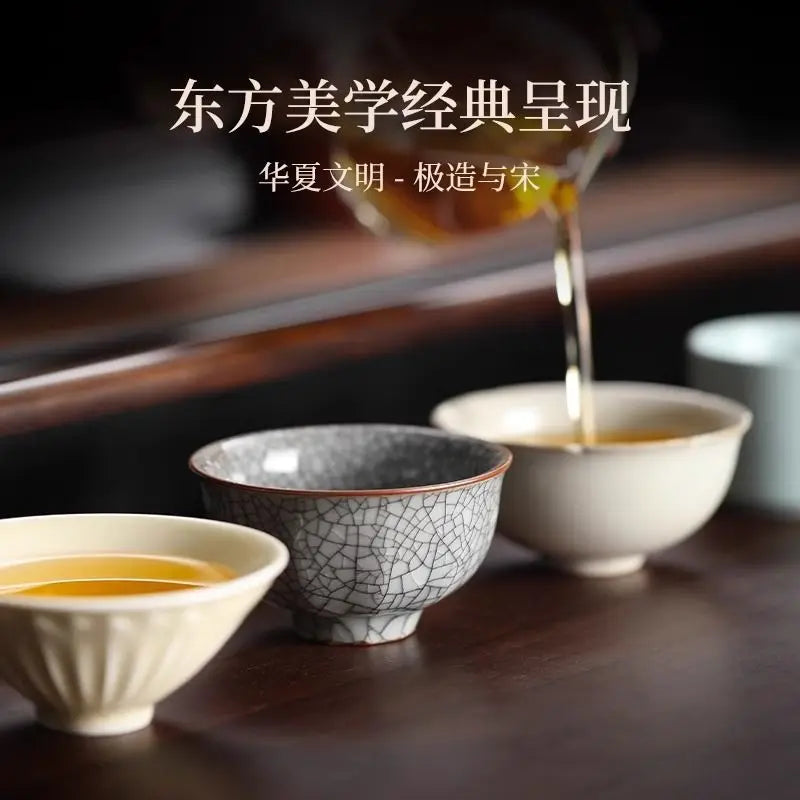 Famous Kilns Tea Cups Elegant Song Dynasty Charm Kung Fu Teacup Quake