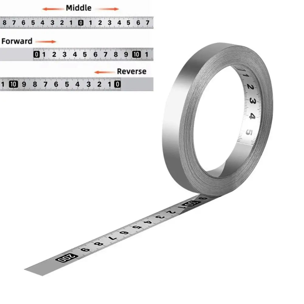 Durable Self-Adhesive Measuring Tape 12MM Width Stainless Steel Workbench Ruler 1/2/3 meters Adhesive Backed Tape Ruler Quake