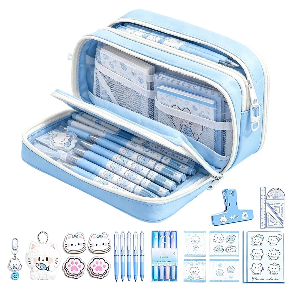 Pencil Bag Zipper Cat Large Capacity Multi-Compartment Organizer Kids School Pen Case Pencil Pouch for Boys Girls Student School Quake