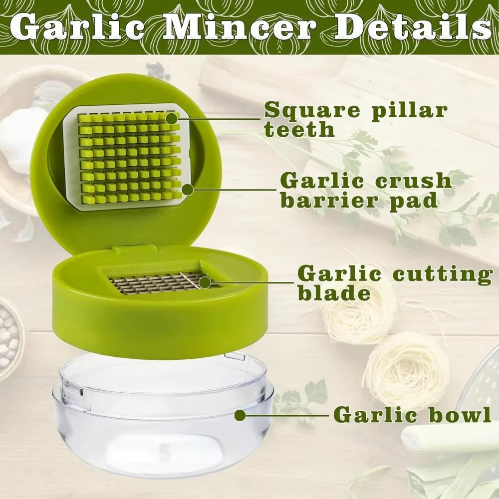 Mini Garlic Press Chopper Manual Garlic Mincer Slicers Grater with Storage Box Vegetable Cutter Kitchen Fruit Vegetable Tools Quake