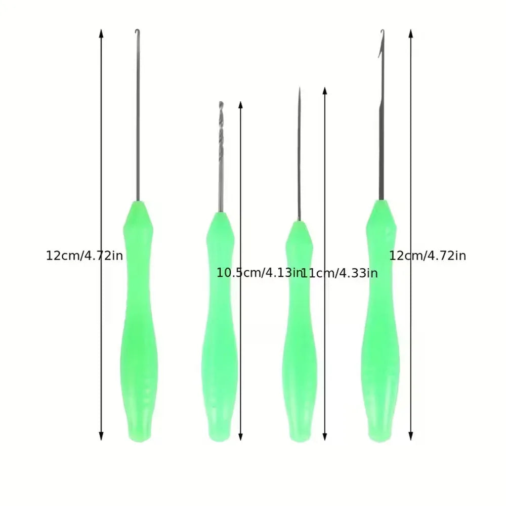 Bait Needle, High Carbon Steel 2/3/4Pcs Set Fishing Bait Needle Tool Set, Drilling Hook Needle for Making Rigs Quake