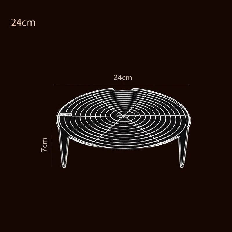 1pcs Stainless Steel Steamer Rack Multifunction Pot Steaming Tray Dumplings Eggs Grill Stand 16cm 18cm 20cm 22cm Quake H7-24cm