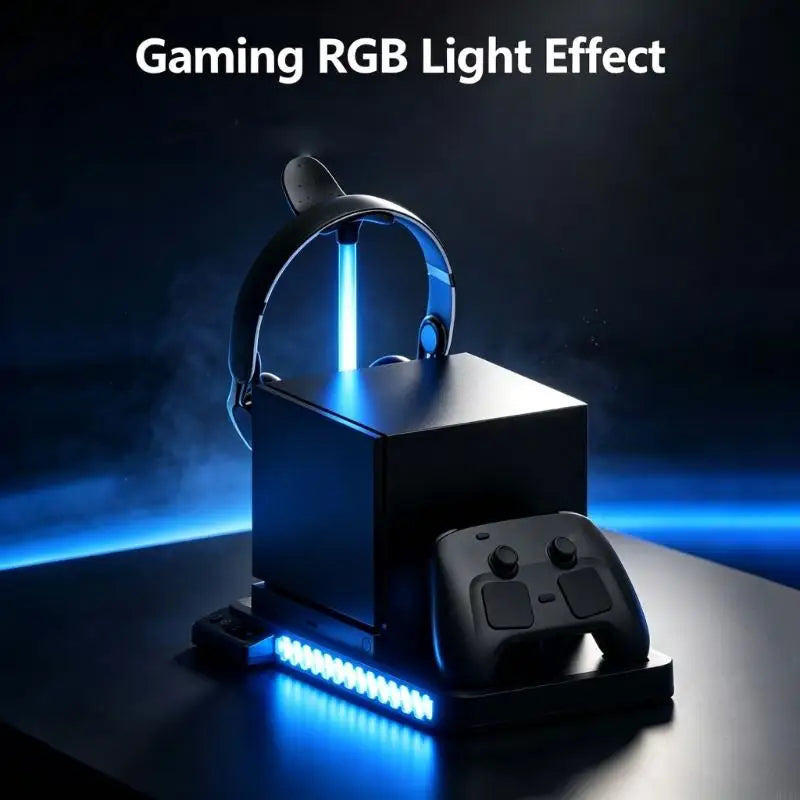 Multifunction Gaming System Cooling Charging Dock with USB Expansion, Controller Charging Slot, Headphone Holder & Soft K1KF Quake