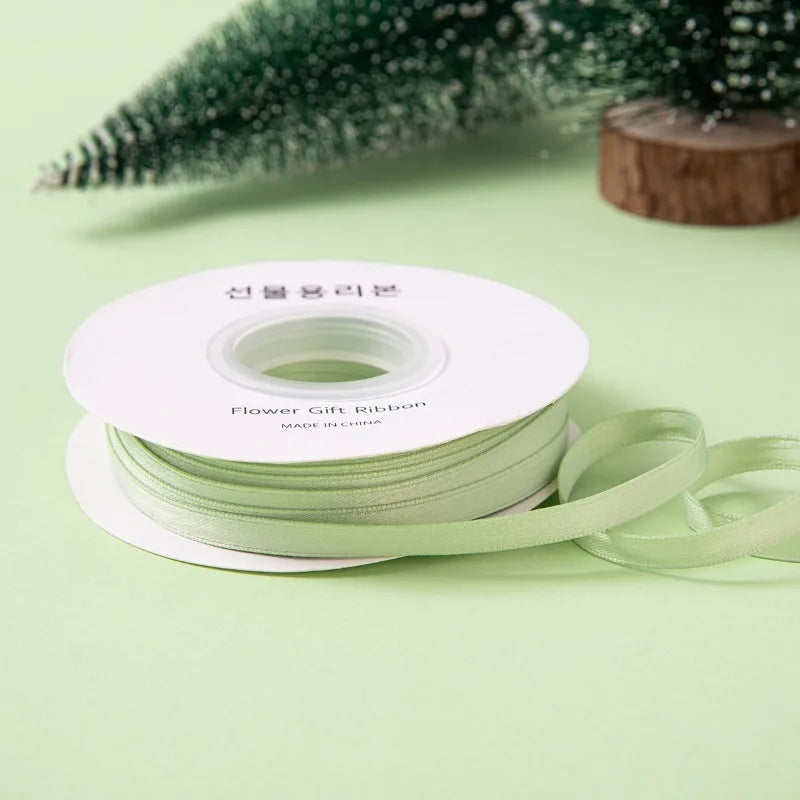 Matte Double Sided Polyester Cotton Ribbon DIY Craft Bow Making Ribbon Garment Accessories Gift Wrapping Decorative Strap Quake green about 0.6x220cm