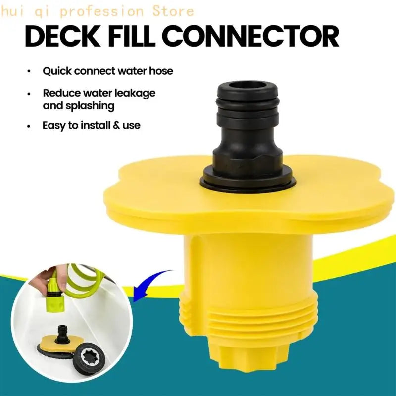 Boat Deck Fill Point Access Fitting, ABS Marine Hardware with Smooth Molded Flanged Body and Threaded Lower Section, Single Quake