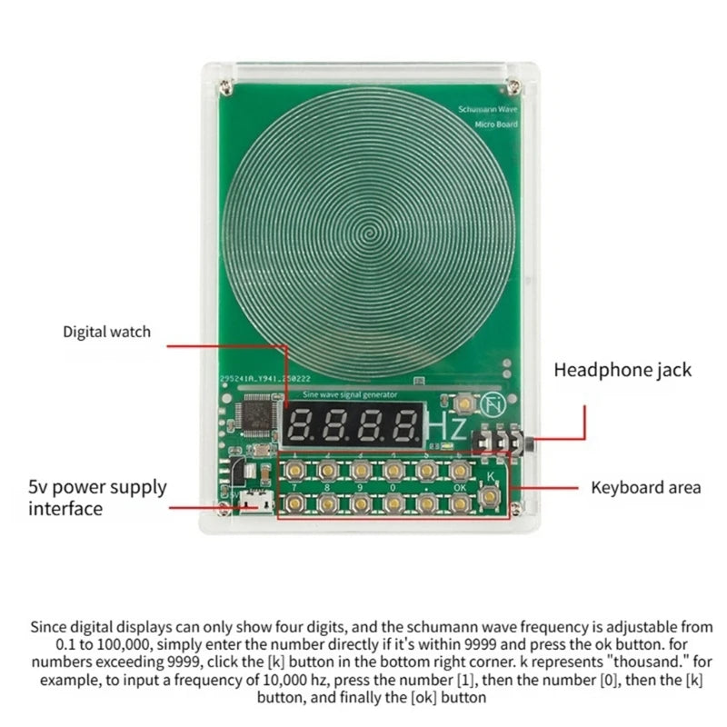 Generator Board, 0.1Hz-100000Hz Variable Module with Digital Display, USB Input and 3.5Mm Output Connection K1KF Quake