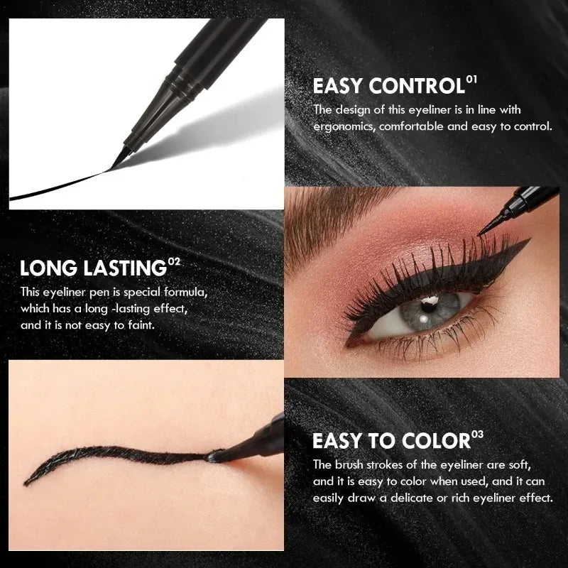 4PCS Liquid Black Eyeliner,Ultra-fine Tip for Precise Application, Quick-drying, Long-lasting Eye Makeup, Natural-looking Pencil Quake
