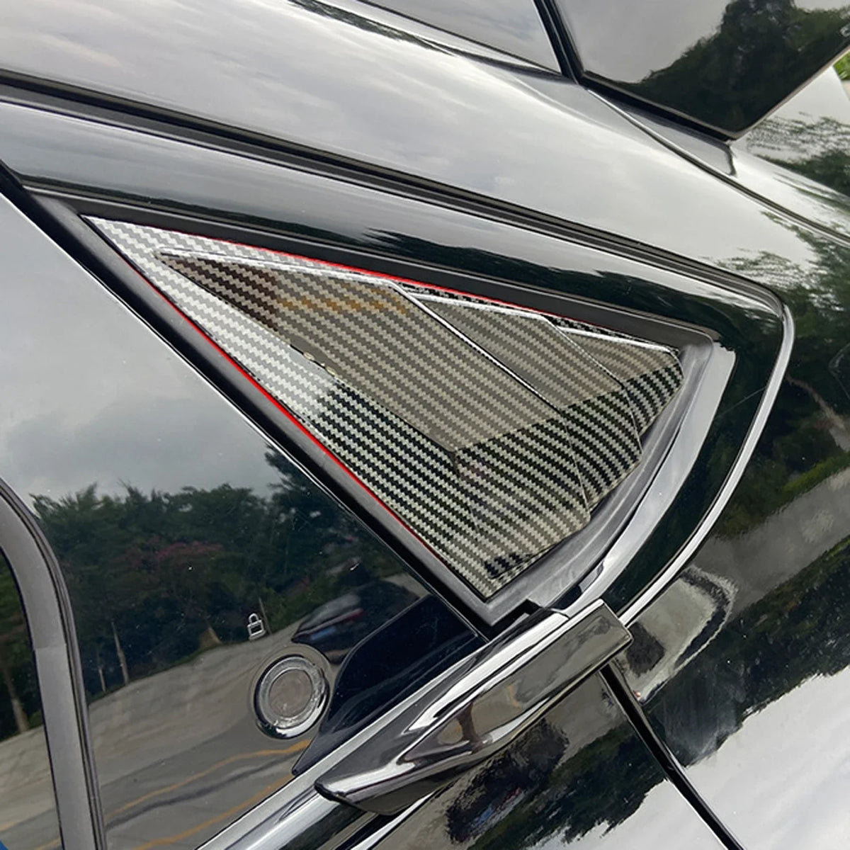 For Mustang Mach-E Mach E 2021 2022 Car Rear Louver Window Side Shutter Cover Trim Sticker Vent Scoop ABS Carbon Fiber Style Quake