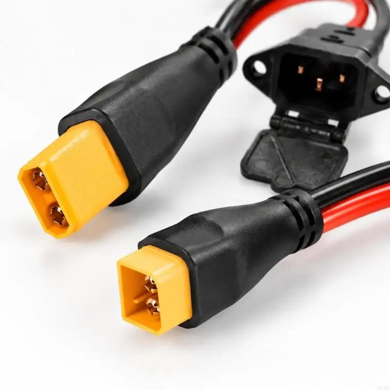 Three-Contact Panel-Mount Power Inlet Cable with XT90 End, Silicone Cord & Molded End-to-Cord Junction Assembly K1KF Quake