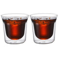 YWDL 2PCS Double-layer Glass Cup Set Espresso Coffee Cup Anti-scalding Brandy Wine Shot Glass Teacup Clear Mug 120/180/280ml Quake 180ml 2pcs 120-280ml