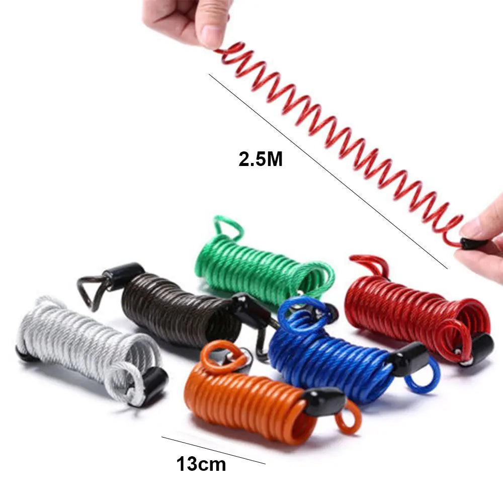 2.5m Safety Disc Brake Anti-theft Security Reminder Motorcycle Alarm Bold Spring Cable Helmet Wire Bicycle Lock Rope Quake