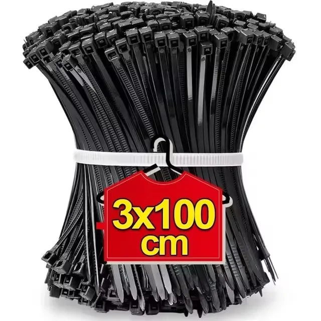Nylon Cable Tie Plastic Self-locking Binding Tape Black White Cable Tie Fastening Loop Cable Tie Reusable Office Wire Wraps Quake Black(3x100mm) 400PCS