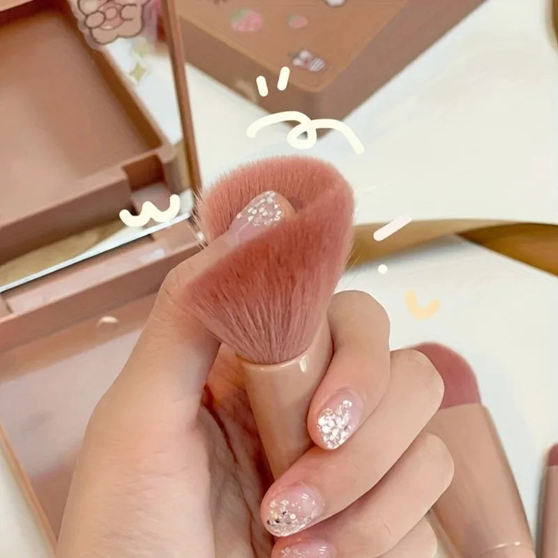 5Pcs Portable Makeup Brush Set with Mirror -Foldable Travel Kit Mini Makeup Brush Set Multifunctional Travel Makeup Brush Set Quake