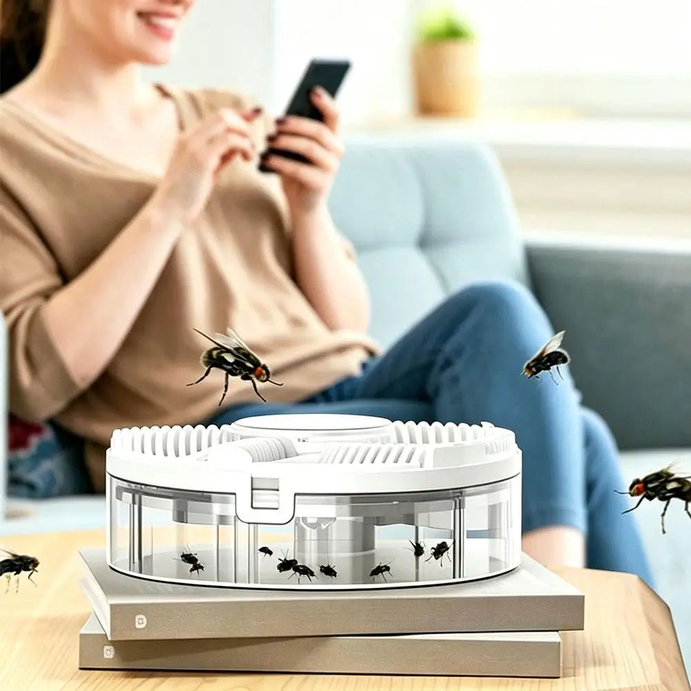 USB Electric Fly Trap Indoor Fly Catcher with Bait Silent Automatic Strong Suction Insect Trap for Kitchen Bedroom Pest Control Quake